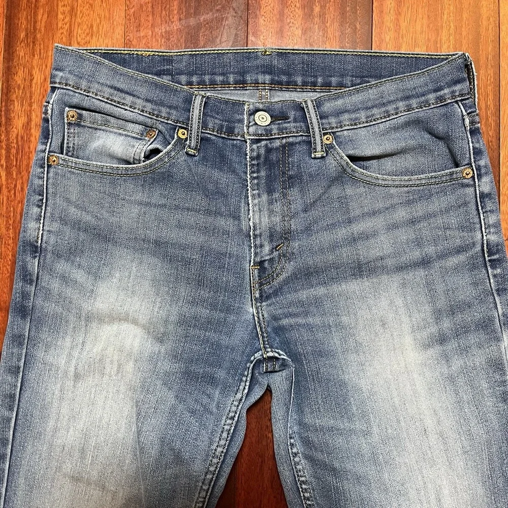 Levis Jeans Men 32x34 Blue Slim Fit Denim Workwear Medium Wash Fade Grunge